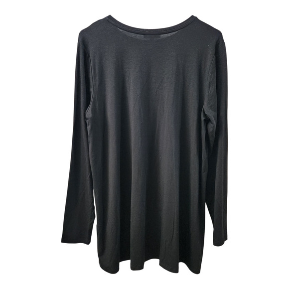Eileen Fisher Stretch Crew-Neck Tunic Top L Black Minimalist Casual Relaxed Fit - Picture 3 of 8